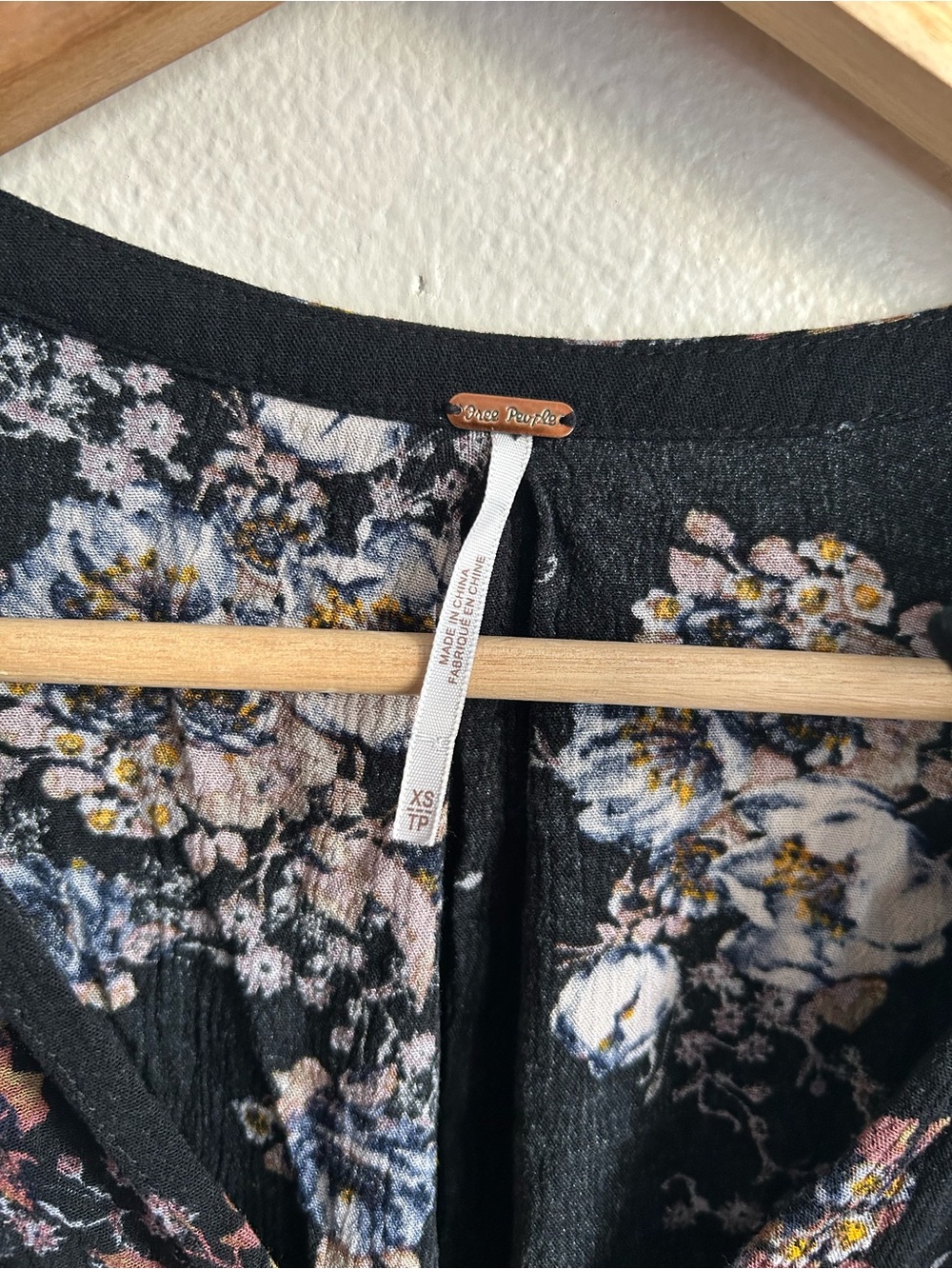 Free People Tree Black Floral Swing Dress Tunic Top Sleeveless Size XS - Picture 11 of 15